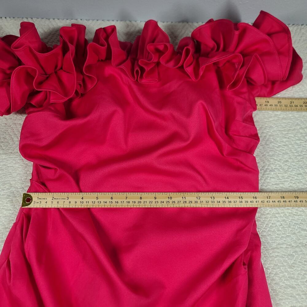 Pink off shoulder ruffle maxi dress Mother of the bride Valentine's dress Sz 16 - Picture 9 of 13
